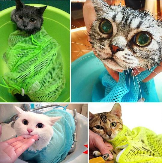 FurEverSmart Soft Cat Grooming Bag – Adjustable Mesh Bathing & Nail Trimming Carrier Sack Care