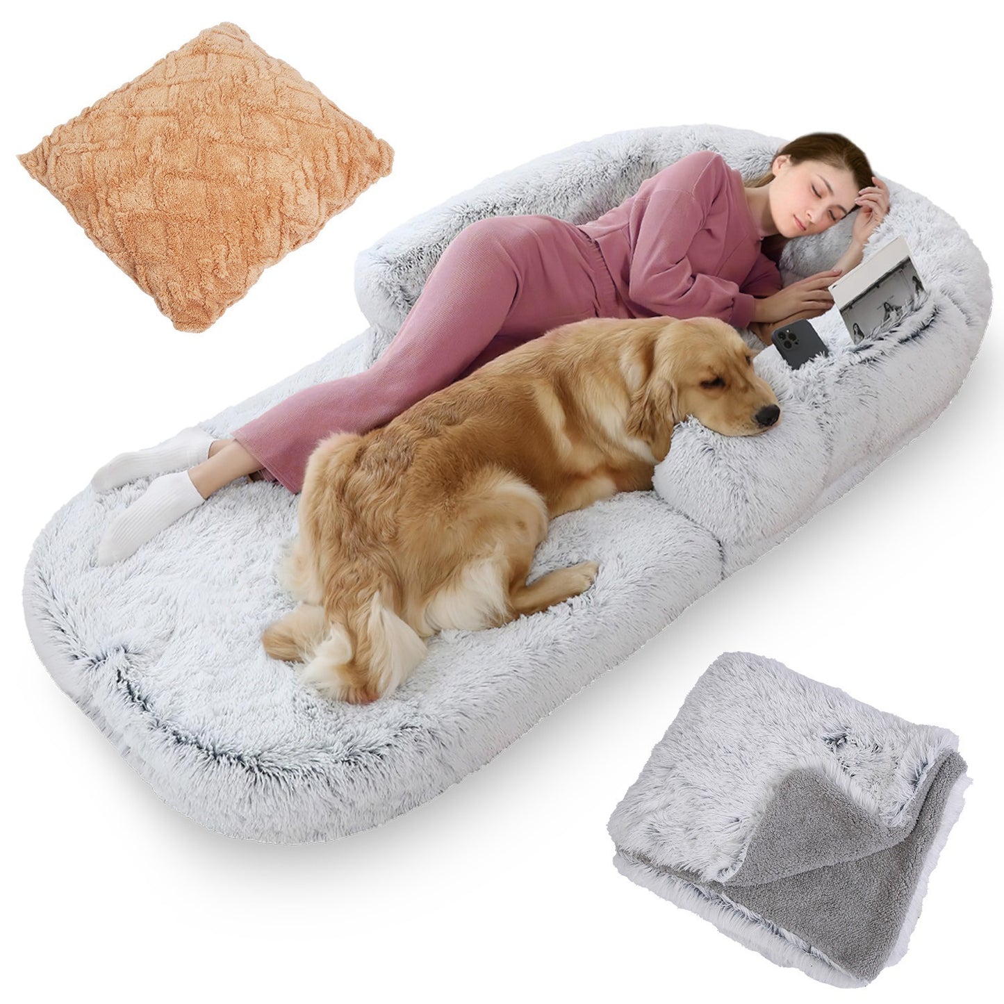 FurEverSmart Human-Size Dog Bed with Pillow