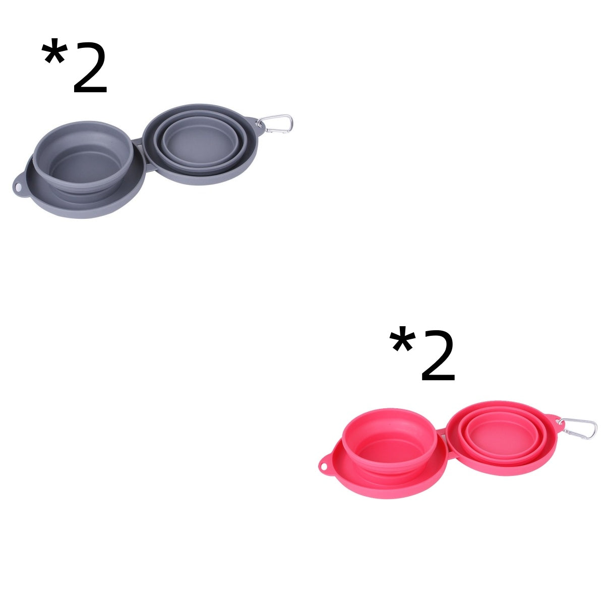 FurEverSmart Foldable Rubber Double Bowl – Portable Travel Feeding Dish for Dogs Cats Food Water