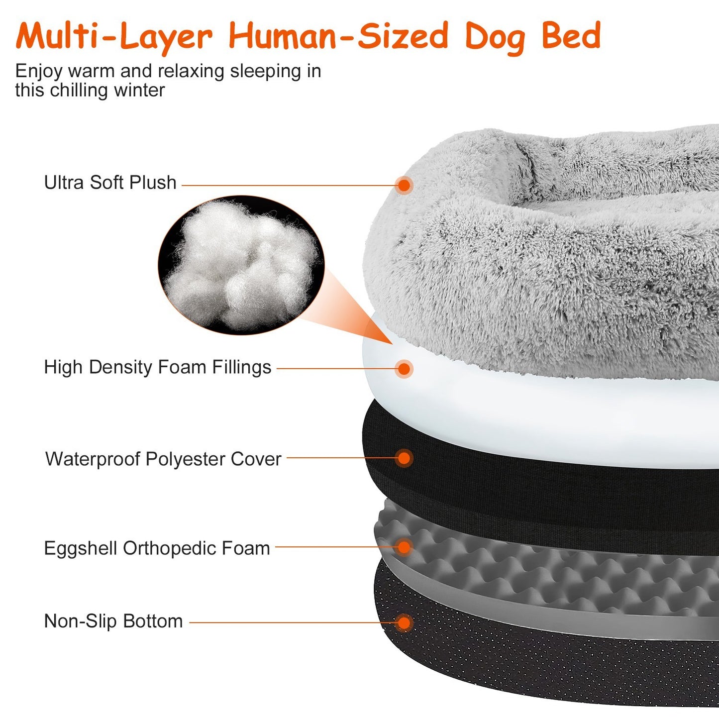 FurEverSmart Human-Size Dog Bed with Pillow