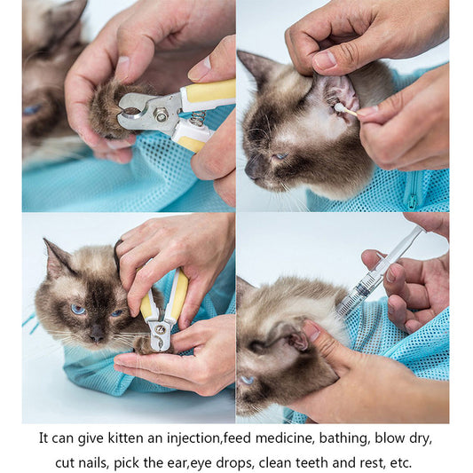 FurEverSmart Soft Cat Grooming Bag – Adjustable Mesh Bathing & Nail Trimming Carrier Sack Care