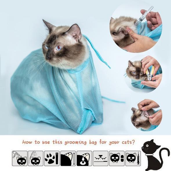 FurEverSmart Soft Cat Grooming Bag – Adjustable Mesh Bathing & Nail Trimming Carrier Sack Care