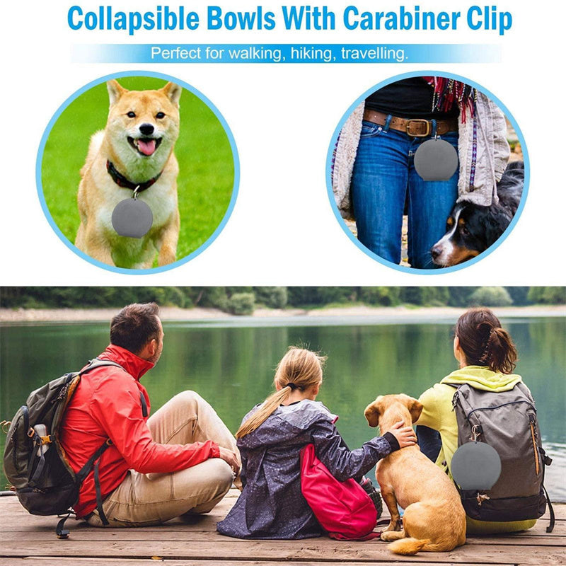 FurEverSmart Foldable Rubber Double Bowl – Portable Travel Feeding Dish for Dogs Cats Food Water