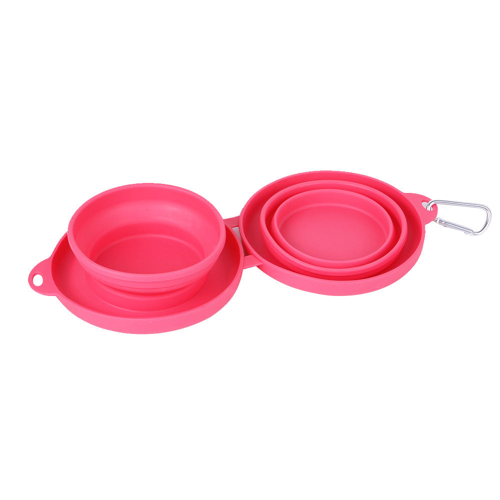 FurEverSmart Foldable Rubber Double Bowl – Portable Travel Feeding Dish for Dogs Cats Food Water